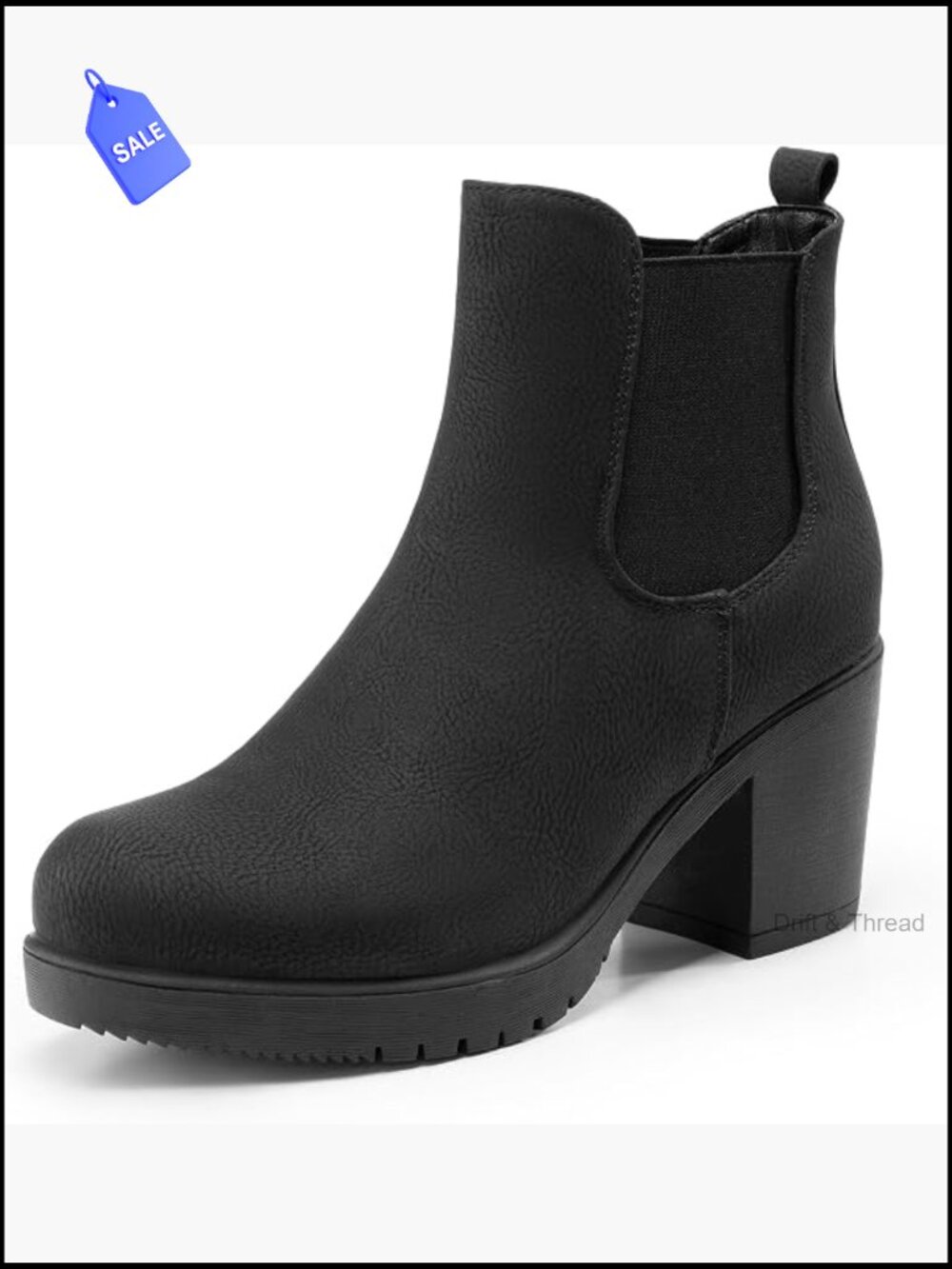 High Chunky Heel Chelsea Ankle Boots Slip On Elastic Fall Heeled Booties